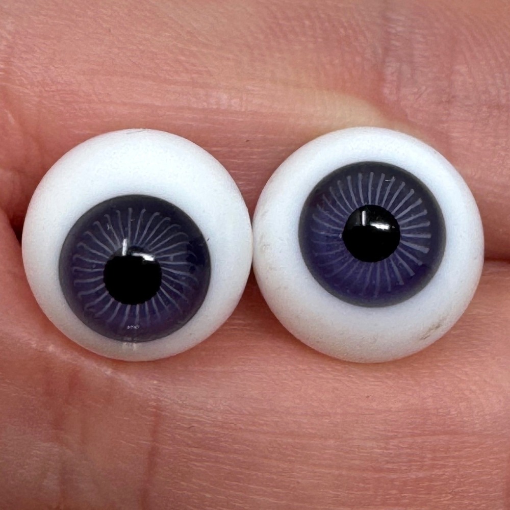 Vintage German Blown Glass Globe Doll Eyes Blue 12mm Kais Restoration Parts Pair